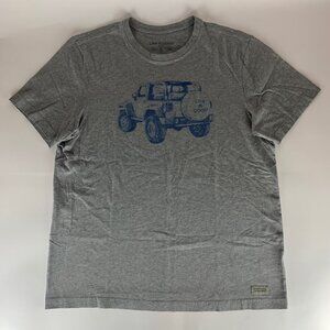 Life Is Good Mens Gray Jeep Short Sleeve Crusher Tee Shirt Mens Large